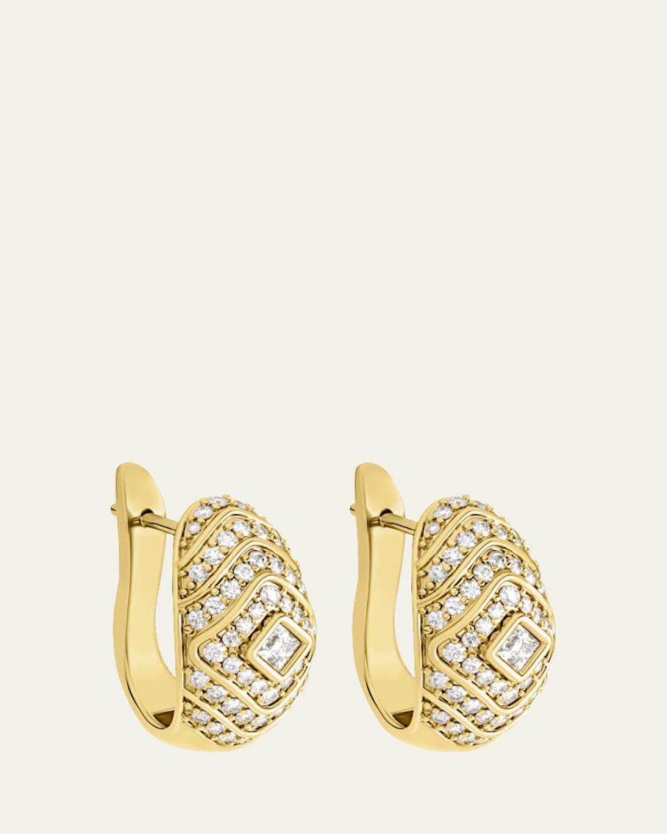 18K Yellow Gold Veni Pave Diamond Stud Earrings